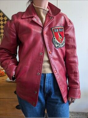 Vintage Leather Mohawk College Letterman Varsity Jacket Unisex